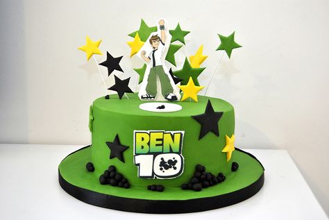 A Ben10 themed fondant birthday cake ! Ben 10 Cakes For Boys, Ben10 Birthday Ideas, Benten Cake, Ben Ten Cake, Ben 10 Birthday Cake, Ben 10 Cake, Cake Design Wedding, Ben 10 Birthday Party, Ben 10 Party