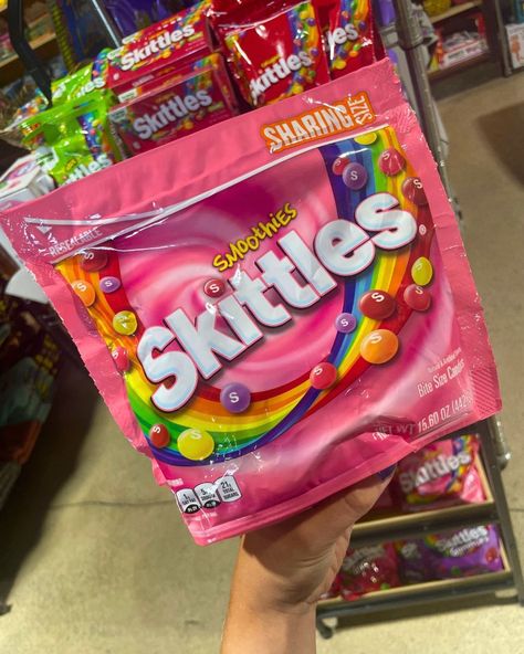 Skittles Smoothies have hit the floor and they are in a HUGE and SHAREABLE bag! But don't worry we won't tell if they're all for you! Shop our Skittles collection in-store or online at www.sweetvintagetees.com #newproduct #skittlessmoothie #skittles I Went To The Store To Get Some Skittles, Skittles Aesthetic, Skittles Flavors, Smoothie Store, 90s Candy, Hit The Floor, Gcse Art, Sweet Memories, Pin Board