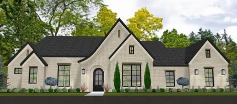 French Country Traditional, Tudor House Exterior, Tudor Style House, Tudor House Plans, French Country House Plans, Barn Style House Plans, House Plans 3 Bedroom, Garage Floor Plans, Tudor Style Homes