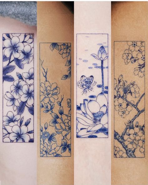 Blue Ink Tattoos, Henna Ink, Sakura Tattoo, 16 Tattoo, Framed Tattoo, Blue Tattoo, Cute Little Tattoos, Asian Tattoos, Lily Tattoo