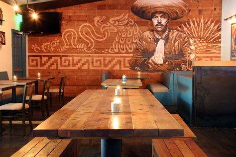 Takoba+does+mezcal Cantina Decor, Mexican Restaurant Design, Mexican Restaurant Decor, Mexican Bar, Mexican Interiors, Decoration Restaurant, Modern Mexican, The Dude, Back Bar