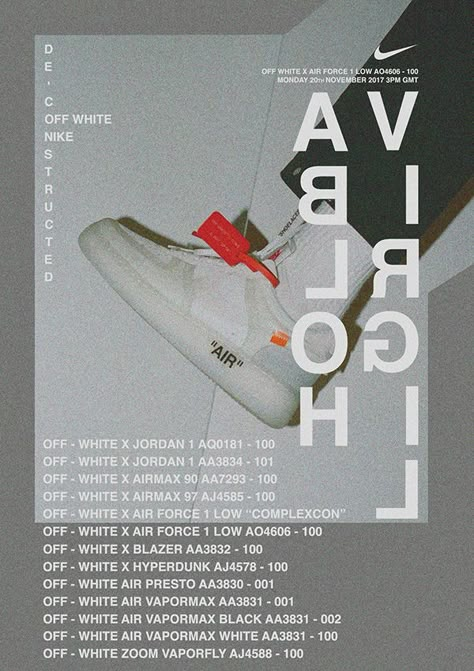 NIKE X OFF WHITE AD CAMPAIGN | INITIAL IDEAS on Behance Posters On Wall, Nike X Off White, Nike Poster, Posters On Wall Bedroom, Nike Ad, Shoe Poster, Sneaker Posters, Posters Design, Self Concept