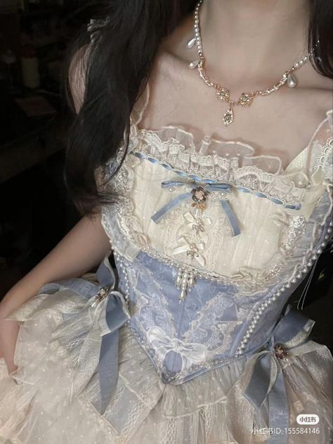 Blue Corset Dress, Frilly Dress, Blue Corset, Old Fashion Dresses, Princess Core, Fashion Drawing Dresses, Fantasy Dresses, Dress Design Sketches, Prom Dress Inspiration