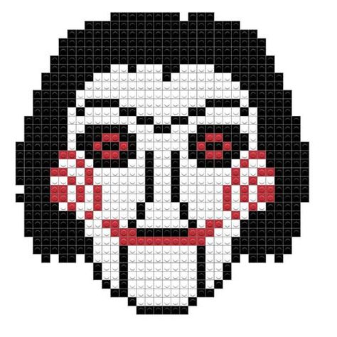 Jigsaw Jigsaw Cross Stitch, Jigsaw Perler Beads, Horror Characters Pixel Art, Jigsaw Pixel Art, Freddy Krueger Pixel Art, Chucky Pixel Art, Horror Movie Perler Beads, Ghost Face Pixel Art, Horror Movie Pixel Art