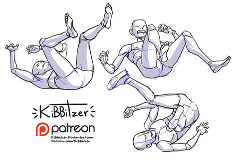 Falling reference sheet -PREVIEW- | kibbitzer on Patreon Poses Falling, Drawing Body Poses, Gesture Drawing, 캐릭터 드로잉, Poses References, Character Poses, Figure Drawing Reference, Anatomy Reference, Art Poses