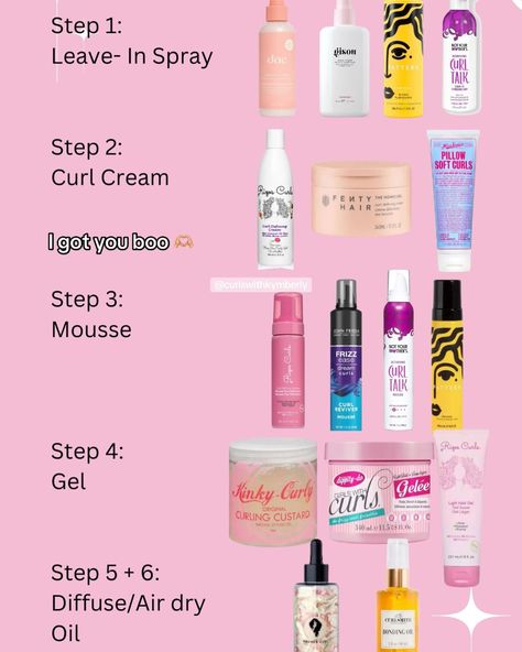 Starting your curly hair journey? Share & save this easy routine 🎀 #curlyhair #curly #curlyhairstyles #curlygirl #curlyhairdontcare #curlycommunity #curlybeauties #curlynaturalhair #curlyhaired #curlyhairroutine Drugstore Curly Hair Routine, Water Based Curly Hair Products, Curly Hair Routine Products Steps, Curly Hair Care Routine Products, Curly Routine Products, Curly Hair Wishlist, Perfect Curly Hair Routine, Affordable Curly Hair Routine, Hair Care Curly Natural Curls