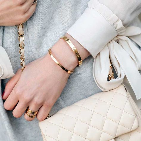 Cartier Love Bracelet Review 2020 | 10 Facts About Cartier Love Bracelets Cartier Love Bangle, Cartier Bangle, Bracelet Cartier, Cartier Bracelet, Bracelets Design, Steampunk Necklace, Cartier Jewelry, Gold Bangles Design, Gold Bracelets