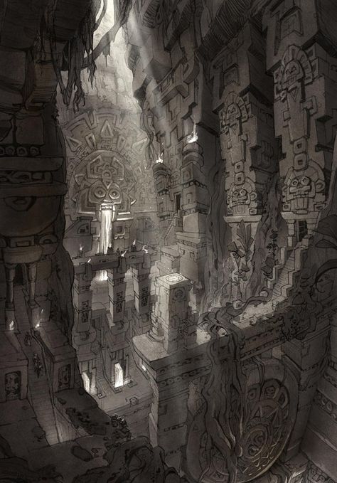 Mayan Temple, Flower Games, Bg Design, Concept Art World, Starship Design, Stone Architecture, Landscape Concept, Level Design, Futuristic Art