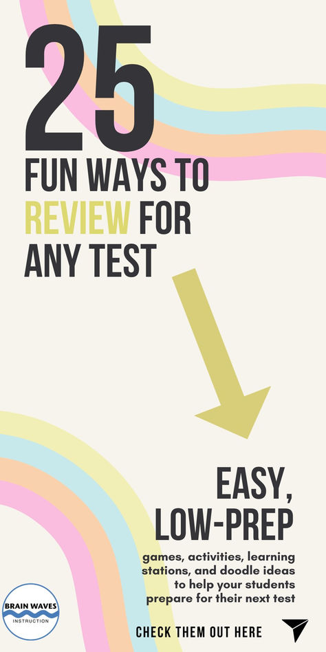 Revitalize your test prep routine with these 25 creative and engaging strategies! 🚀 From Jeopardy games to escape room challenges, make test review an adventure your students will love! Check out easy and fun ways to review content and instruction for tests. Your students will love these engaging activities, and you'll love how well they perform on their next assessment. Test Review Games Middle School, Middle School Literature, Test Prep Activities, Ap Test, Fun Learning Games, Learning Stations, Middle School Language Arts, Social Studies Classroom, Comprehension Strategies