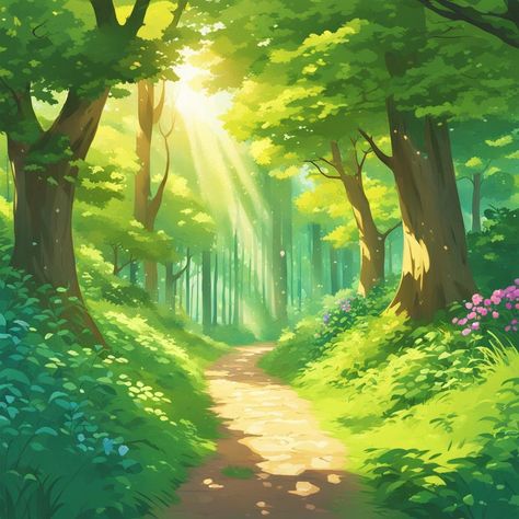 forest__path__summer__trees__denmark__sunlight__by_joseapivo_1 Simple Forest Background, Forest Path Illustration, Anime Forest, Forest Drawing, Forest Light, Summer Trees, Forest Background, Scenery Background, Night Forest