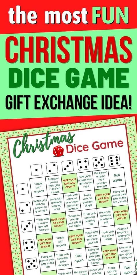 Wrapped Christmas Gift Game, Christmas Dice Exchange Game, Christmas Present Dice Game, Secret Santa Dice Game Gift Exchange, Holiday Dice Gift Exchange, Grinch White Elephant Game, Xmas Party Gifts For Guests, Gift Exchange Dice Game Rules, Left Center Right Dice Game With Money