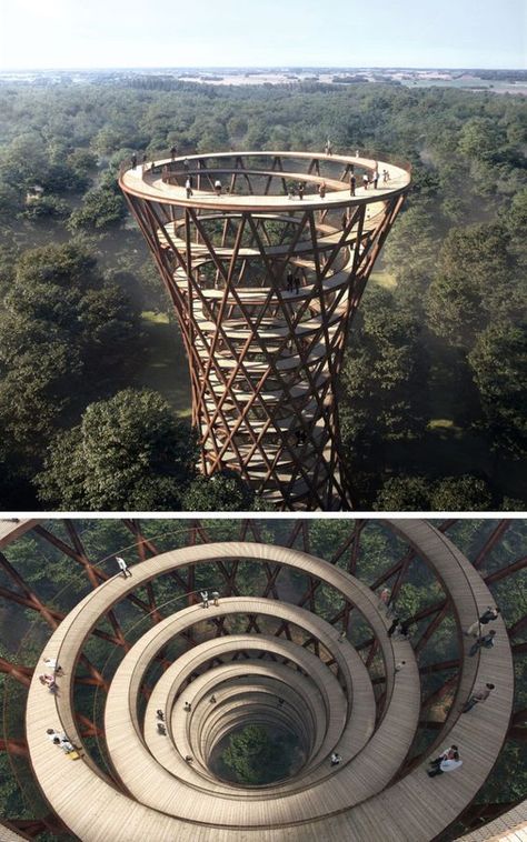 Designed by Danish architecture firm EFFEKT, The Treetop Experience of the Camp Adventure recreation park in Denmark, will debut in the summer of 2018. Danish Architecture, Layout Architecture, Baroque Architecture, Unique Architecture, Adventure Camping, Futuristic Architecture, Mechanical Engineering, Beautiful Places To Travel, Beautiful Architecture