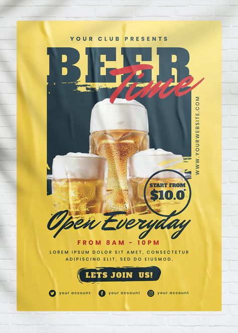 Beer Promotion Design, Beer Ads Design, Poster Promotion Design Ideas, Builders Ads, Beer Promotion Poster, Promotion Ads Design, Promotion Design Ideas, Beer Menu Design, Beer Flyer