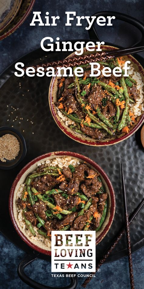 Easy Dinner Beef, Air Fryer Beef Recipes, Air Fryer Recipes Easy Dinner, Beef With Green Beans, Air Fryer Beef, Sesame Beef, Ginger Beef, Easy Air Fryer, Air Fryer Dinner Recipes