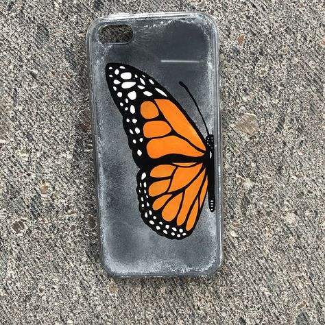 Hand made butterfly Phone case Half Butterfly Drawing, Drawing For Phone Case, Half A Butterfly, Half Butterfly, Hand Painted Butterfly, Butterfly Phone Case, Painted Butterfly, Butterfly Drawing, Hand Made