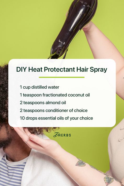 Heat Protectant Spray Natural Hair, Heat Protectant Spray Diy, Diy Heat Protectant, Homemade Heat Protectant For Hair, Diy Heat Protectant For Hair Homemade, How To Make Heat Protectant Spray, Hair Protection, Natural Heat Protectant For Hair, Diy Heat Protectant For Hair