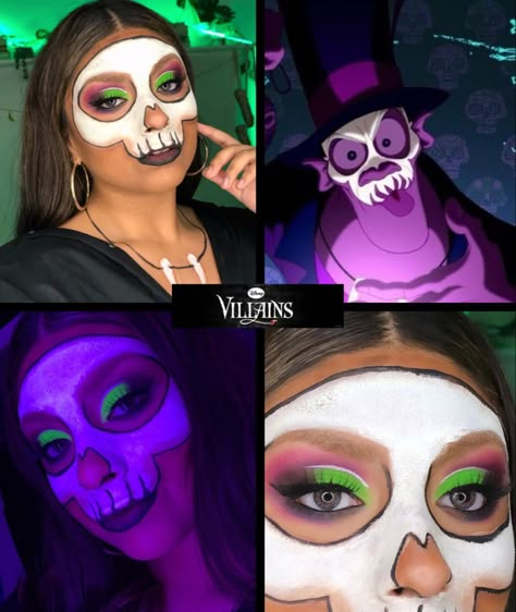 Dr Facilier Costume Female, Dr Facilier Costume, Villain Makeup, Disney Villain Costumes, Beautiful Halloween Makeup, Disney Costumes Diy, Character Halloween Costumes, Dr Facilier, Creepy Halloween Makeup