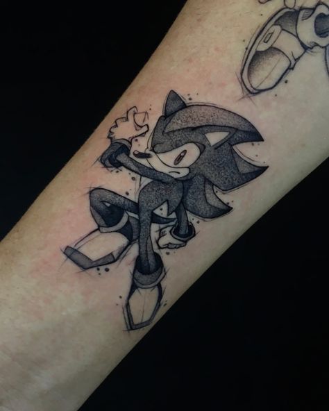 shadow | darkwork Shadow The Hedgehog Tattoo Ideas, Sonic Shadow Fanart, Shadow The Hedgehog Tattoo, Sonic The Hedgehog Tattoo, Sonic Tattoo Ideas, Shadow Tattoo Ideas, Gaming Tattoo Ideas, Hedgehog Tattoos, Tattoo Shadow