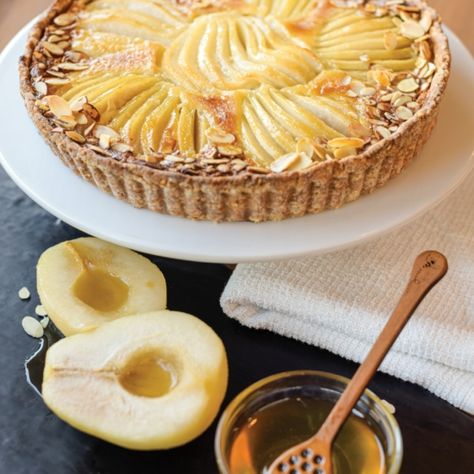 Pear & Honey Custard Tarts | National Honey Board Recipes Using Honey, Pear Honey, Recipe Using Honey, Baking Weights, Apricot Tart, National Dessert Day, Custard Tarts, Pear Tart, Tart Baking