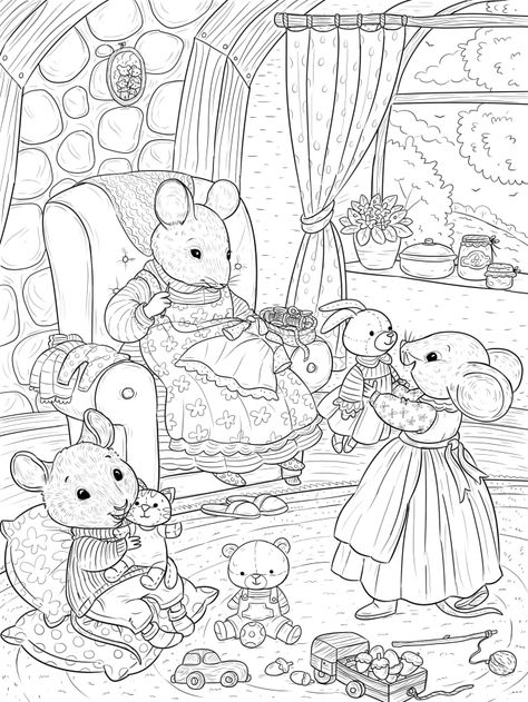 Whimsical Coloring Pages, Fairytale Coloring Pages, Vintage Coloring Books, Fun Lifestyle, Spring Coloring Pages, Coloring Art, Drawing Color, صفحات التلوين, Detailed Coloring Pages