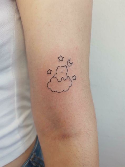 #tattoo #smalltattoo #minimalist #bear #sleepy #cutetattoo Sleepy Tattoo Ideas, Sleepy Tattoo, Tattoo Designs Minimal, Simple Bear Tattoo, Minimalist Bear Tattoo, B Tattoos, Tattoos Outdoors, Tattoo Bear, Me In 2023