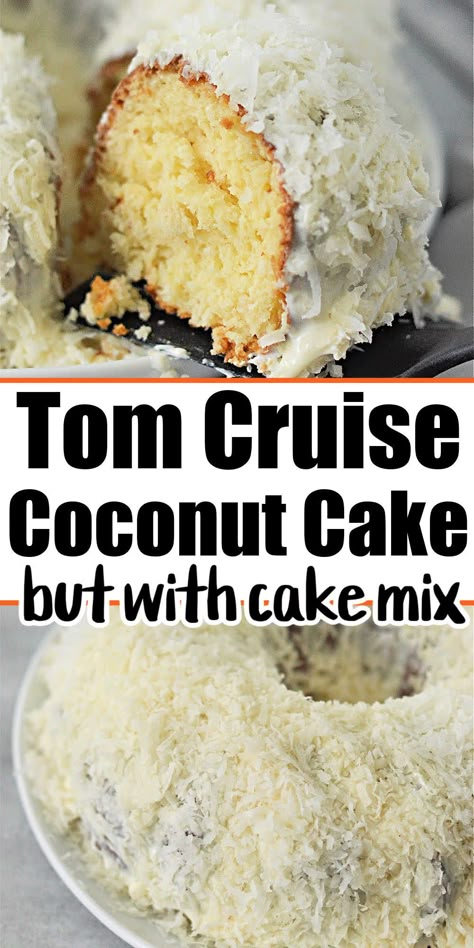 Cake mix white chocolate coconut bundt cake aka Tom Cruise cake tastes just like homemade! Best cake mix hack you will ever bake up. Coconut Box Cake Mix Recipes, White Bundt Cake Mix Recipes, Coconut Cake Mix Recipes, White Chocolate Cake Recipe Easy, Box Cake Bundt Recipes, Bundt Cake Mix Recipes, Coconut White Chocolate Cake, White Cake Mix Desserts Easy, Cake Mix Loaf Recipes