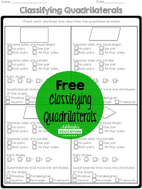 3rd Grade Geometry Activities, Types Of Lines Geometry Activities, Quadrilateral Activities 3rd, Geometry Activities 3rd Grade, Shapes 3rd Grade, Geometry 3rd Grade, Classifying Quadrilaterals Activities, Classify Quadrilaterals, Teaching Quadrilaterals