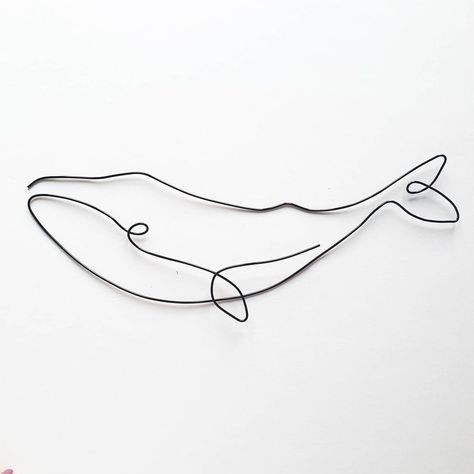 One Line Wire Art, Wire Whale, Wire Writing, Whale Silhouette, Sheet Metal Art, Copper Wire Art, Wire Wall Art, Metallic Spray Paint, Silhouette Wall Art