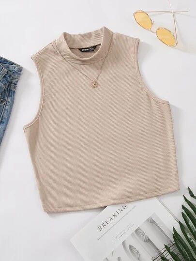 Women's & Men's Clothing, Shop Online Fashion | SHEIN Crochet Bralette Top, Mock Neck Tank Top, Shein Brasil, Floral Cocktail Dress, Women Tank Tops, Womens Cami, Bralette Tops, Shein Tops, Knitted Tank Top