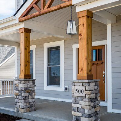 Front Porch Remodel, Modern Farmhouse Porch, Front Porch Columns, Modern Porch, Ranch House Exterior, Porch Remodel, House Front Porch, Porch Columns, Front Porch Design