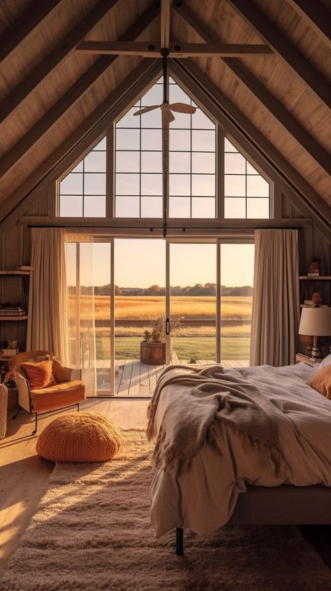 Barndominium Bedroom with a Landscape View Barndominium Bedroom, Cozy Barndominium, Farm Dream, A Quiet Place, Landscape View, Real Anime, Quiet Place, Bustling City, Minimalistic Style