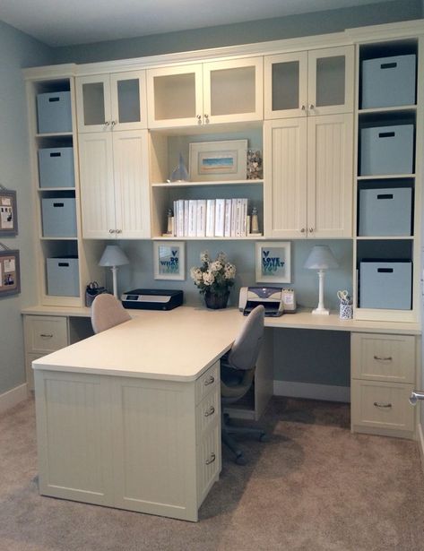 Large Bedroom Office Combo, Craft Room Storage Cabinets Diy, She Shed Porch, Workout Room Ideas, Small Workout Room Ideas, Small Workout Room, Shed Porch, Shared Desk, Workout Room Ideas Home