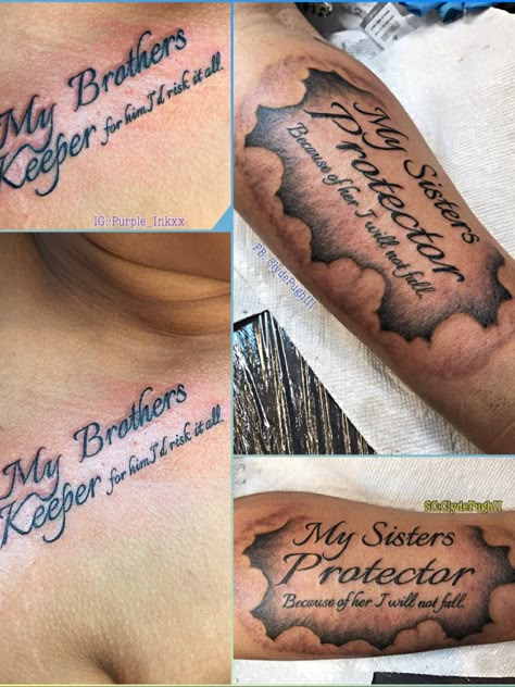 My Sisters Protector Tattoo, My Sister Protector Tattoo, Sisters Protector Tattoo, Sister Protector Tattoos, Matching Brother Tattoos, Protector Tattoo, Bro Tattoos, Brother Sister Tattoo, Brother Tattoos