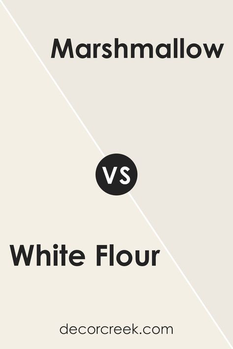 White Flour SW 7102 by Sherwin Williams vs Marshmallow SW 7001 by Sherwin Williams Comfy Bedrooms, Off White Paint Colors, Painting Trim White, Trim Paint Color, Sherwin Williams White, Paint Palettes, Best White Paint, Comfy Bedroom, Off White Paints