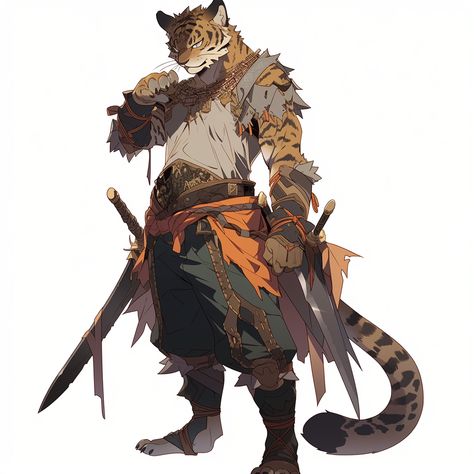 Tabaxi Barbarian, Tiger Character Design, Dnd Tabaxi, Bear Character Design, Barbarian Dnd, Bear Character, Characters Inspiration Drawing, Dungeons And Dragons Characters, Fantasy Warrior