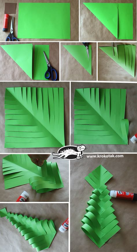 DIY Paper Christmas Trees                                                                                                                                                                                 More Diy Christmas Paper, Toddler Christmas Tree, Diy Paper Christmas Tree, Origami Christmas Tree, Crafts Simple, Teacher Gift Card, Easy Toddler, Christmas Paper Crafts, Christmas Tree Crafts