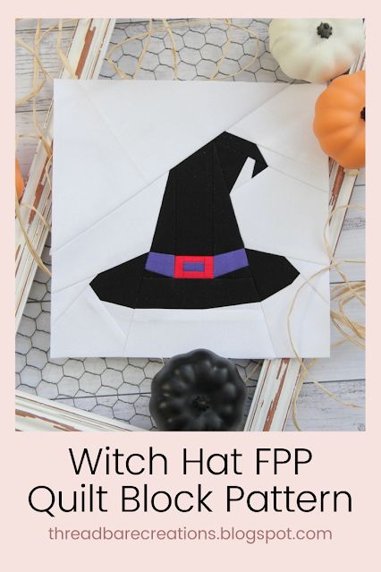 Witch Hat FPP Quilt Block PDF Pattern Fpp Quilt Patterns, Witch Hat Quilt, Witch Quilt, Fpp Quilt, Free Paper Piecing Patterns, Recipes Tutorials, Quilt Block Patterns Free, Classic Quilts, Childrens Quilts