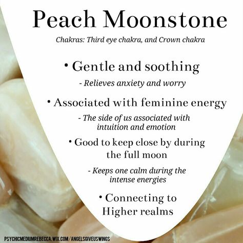 Peach Moonstone crystal meaning Moonstone Crystal Meaning, Moonstone Meaning, Chakras Crystals, Crystals Healing Properties, Spiritual Crystals, Gemstone Meanings, Crystal Therapy, Crystal Energy, Moonstone Crystal