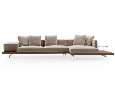 3 seater fabric sofa with chaise longue DOCK | Sofa with chaise longue by B&B Italia High Sofas, Piero Lissoni, Italia Design, B & B, Fabric Sofa, Leather Upholstery, Contemporary Furniture, Sofa Design, Sofa Furniture