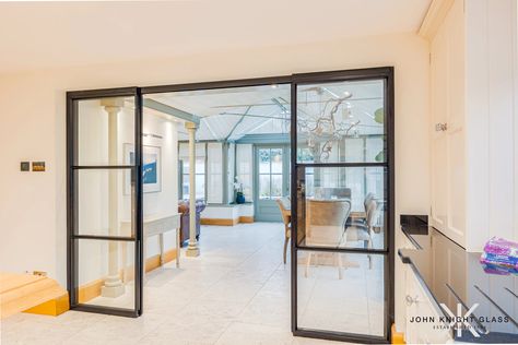 Internal Crittall Sliding Doors | Mobberley | John Knight Glass Crittal Doors Sliding, Glass Sliding Doors Internal, Sliding Crittal Doors Internal, Internal Sliding Glass Doors, Internal Glass Sliding Doors, Sliding Doors Internal, Crittal Doors, Internal Sliding Doors, Ideal Kitchen