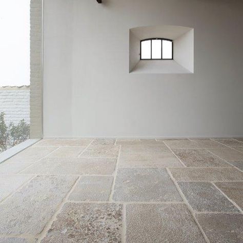 Stone NV on Instagram: “Qu’est ce que je vous? Natural stone Abbaye St. André, the perfect match for country or cottagestyle living. #naturalstone #floor #cottage…” French Limestone Floor, Limestone Floor Tiles, French Limestone, Limestone Flooring, Modern Garage, Natural Stone Flooring, Limestone Tile, Stone Look Tile, Natural Stone Tile