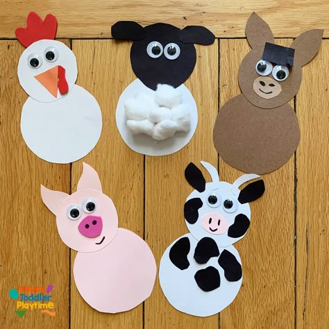 Farm Animal Finger Puppets Craft - Happy Toddler Playtime Easy Craft For One Year Olds, Pre Nursery Art Activities, Crafts For Ages 2-3, 3 Year Arts And Crafts, Art For Four Year Olds, Two Year Old Craft Ideas, Activites For Kids 2 Year, Arts And Crafts 3 Yo, Craft For Three Year Olds