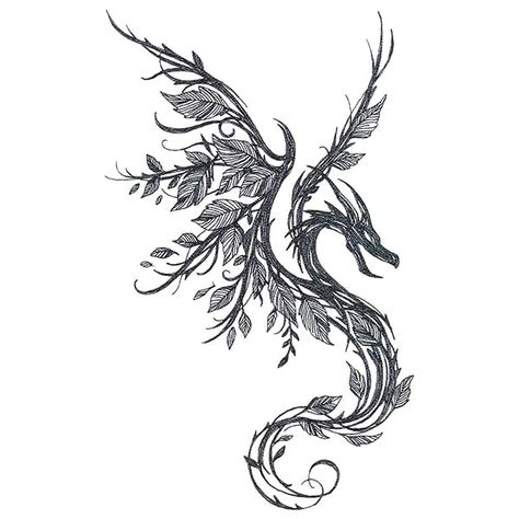 Dragon And Tree Tattoo, Lace Dragon Tattoo, Dragon Tree Tattoo, Come Along With Me Tattoo, Thread Of Life Tattoo, Nature Dragon Tattoo, Fine Dragon Tattoo, Wispy Dragon Tattoo, Fantasy Themed Tattoos