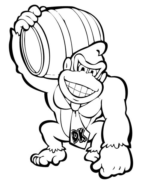 Donkey Kong Donkey Kong Party, Super Mario Coloring Pages, Diddy Kong, Mario Coloring Pages, Cartoon Coloring Pages, Clipart Black And White, Donkey Kong, Coloring Pages To Print, King Kong