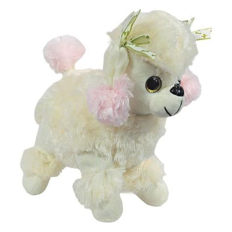 Cachorro pelúcia poodle em pé olho brilhante 25cms - branco - tuka toy Glitter, Toys