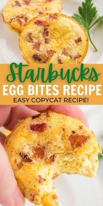 Starbucks Egg Bites Recipe, Starbucks Egg Bites, Egg Bites Recipe, Egg Muffin, Copycat Starbucks Recipes, Breakfast Bites, Egg Bites, Starbucks Recipes, Breakfast Items