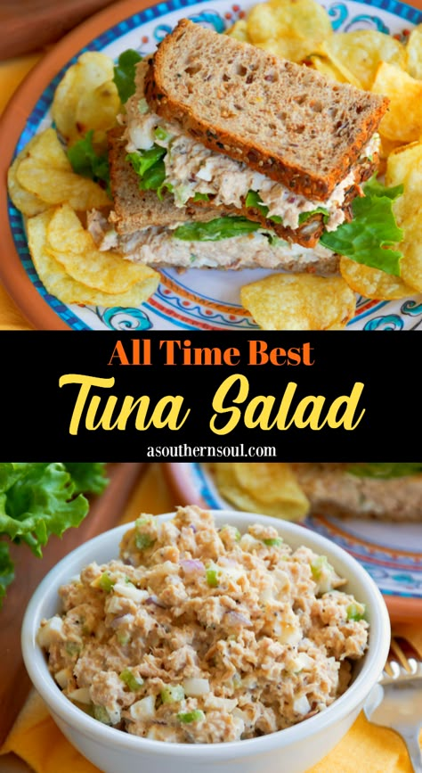 Tuna Salad Recipe Easy, Best Tuna Salad Recipe, Salad Macaroni, Best Tuna Salad, Recipe For Lunch, Salad Quinoa, Tuna Salad Sandwich, Creamy Dressing, Tuna Salad Recipe