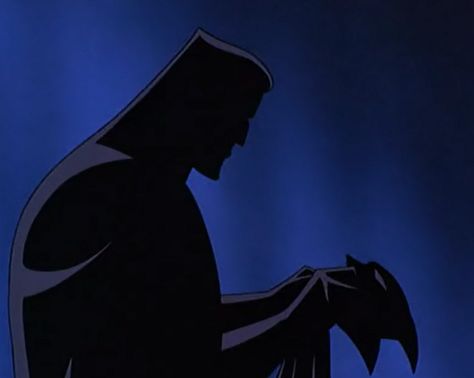 The look on Alfred's face after Batman turns around after putting the cowl on for the first time is precious. From Mask of the Phantasm. Batman Holding Mask, Batman Without Mask, Batman Mask Of The Phantasm, Mask Of The Phantasm, Tuff Pics, Phantom Mask, Court Of Owls, Batman Comic Wallpaper, Batman Cartoon