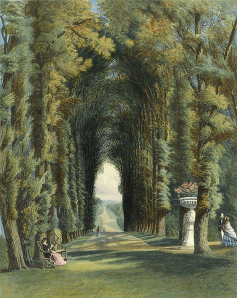 the gardens of england. ||| british isles ||| sotheby's l11405lot5r44men Fairytale Aesthetic, England London, Scenic Art, Travel Brochure, Old Paintings, Aesthetic Painting, Bedroom Art, Art Photo, Photo Illustration