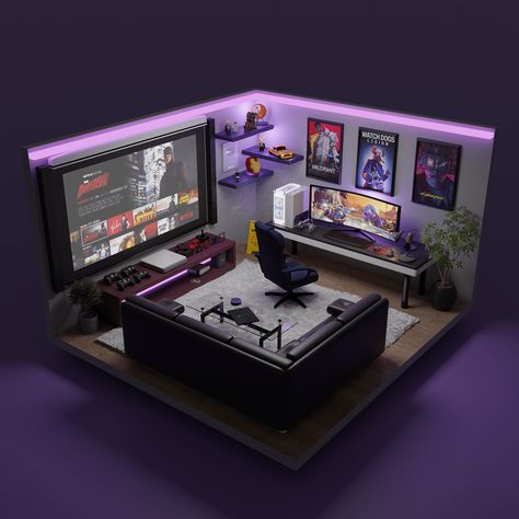 Gaming Room Ideas For Boys, Gaming Room Setup Bedrooms, Boys Gaming Room, Gamer Room Design, Small Room Setup, Gaming Room Ideas, Games Room Inspiration, Aesthetic Game, Gaming Aesthetic